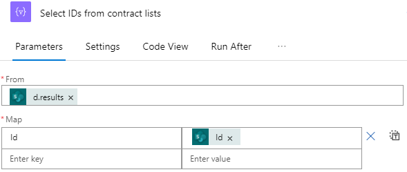 Select IDs from contract lists Parameters