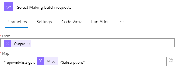 Select Making batch requests Parameters