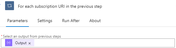 For each subscription URI in the previous step Parameters 