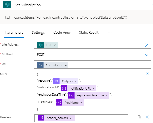 Set Subscription Parameters