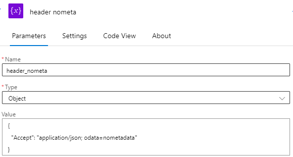 header nometa Parameters Name
