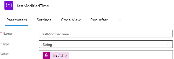 lastModifiedTime Parameters