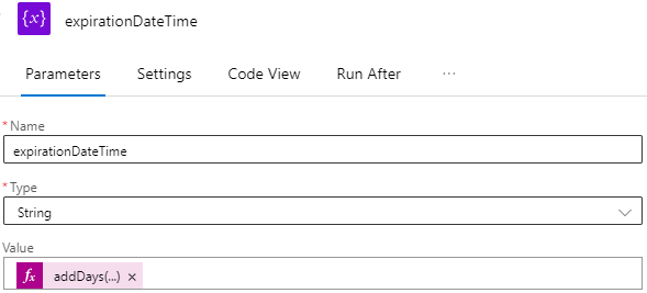 expirationDateTime Parameters 